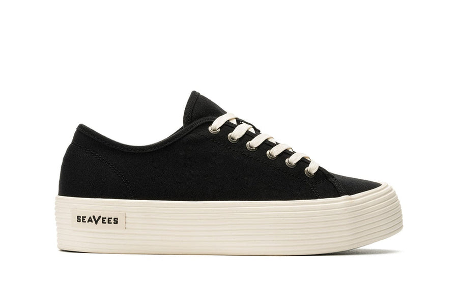 Women's Monterey Sneaker in Black canvas, side view