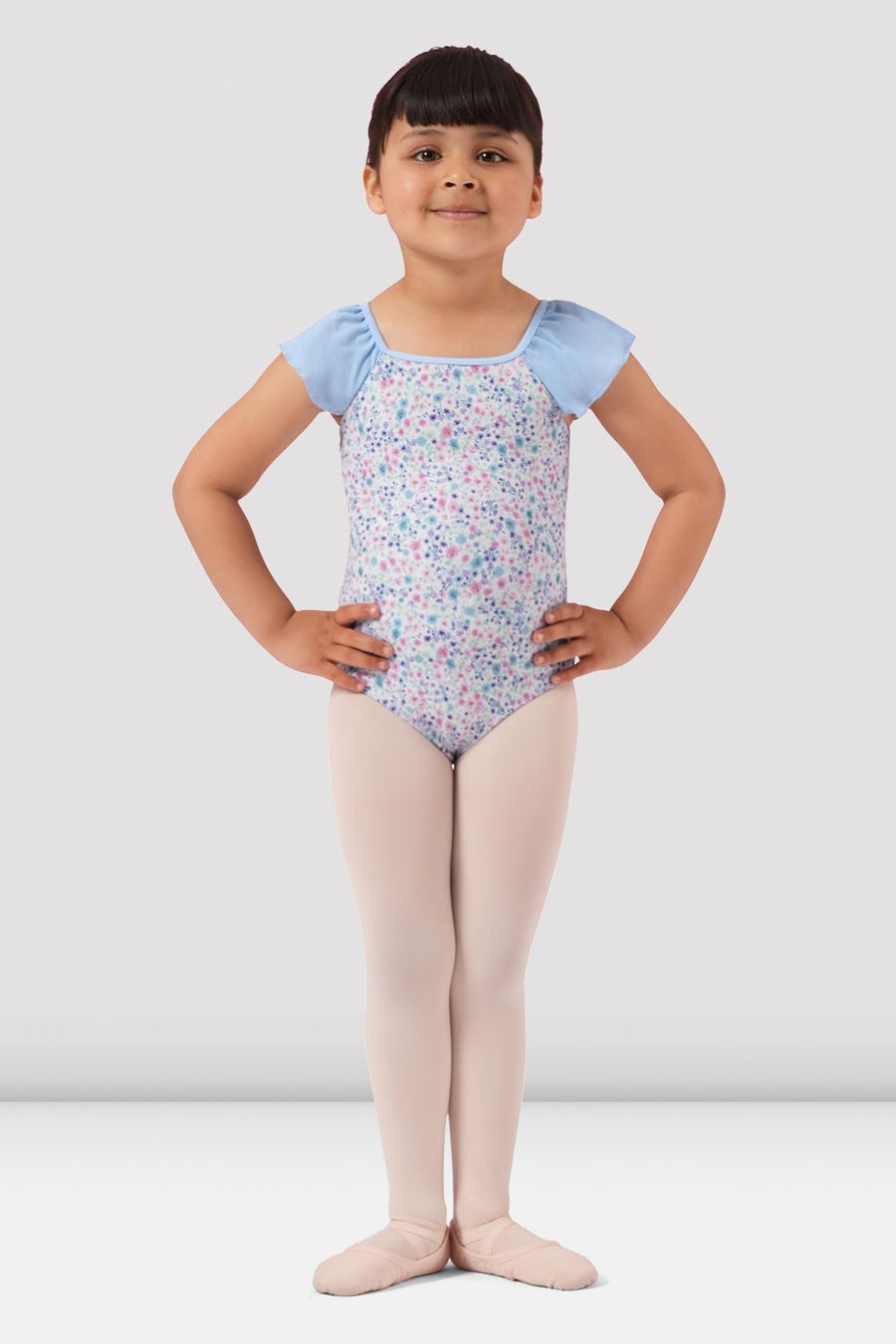 Girls Mirella Ditsy Floral Frill Sleeve Leotard