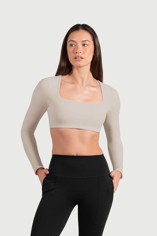 Ladies Active Long Sleeve Crop Top