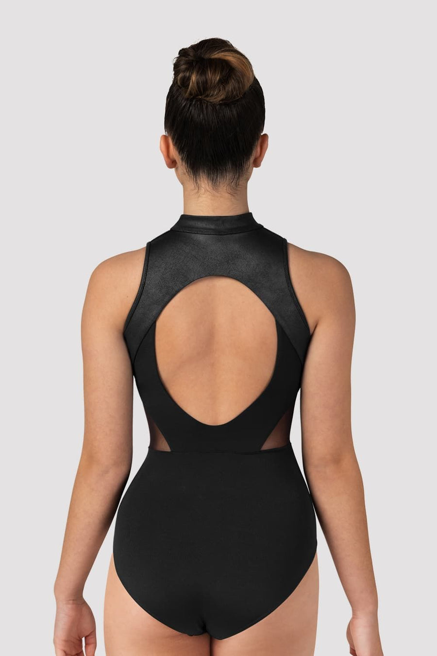 Ladies Celeste Zip Front Leather Look Leotard
