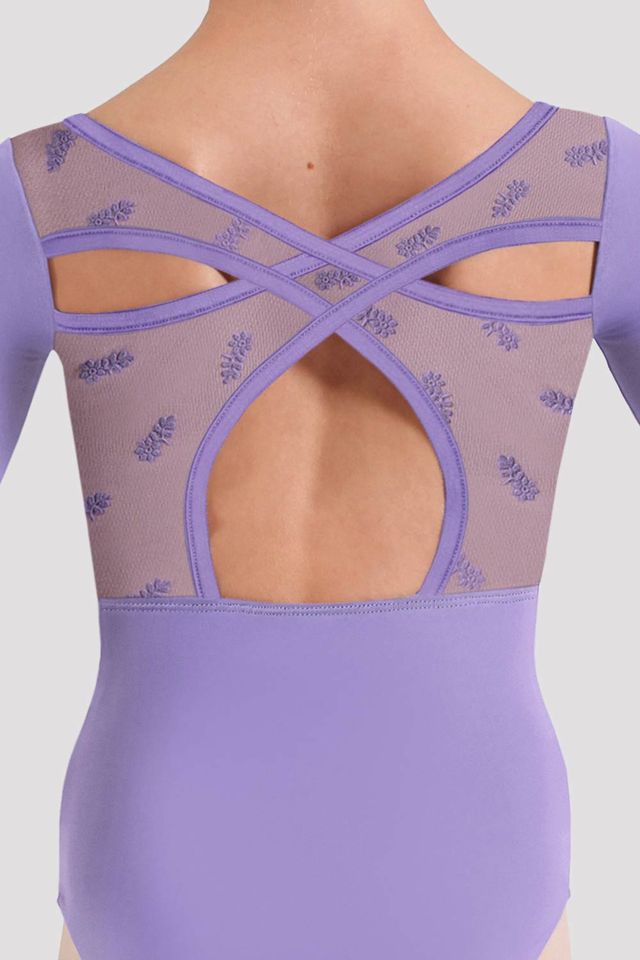 Girls Avery Floral 3/4 Sleeve Leotard