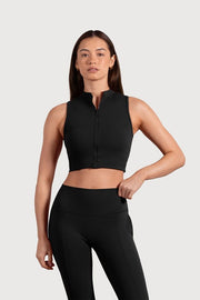Ladies Active Zip Front Crop Top